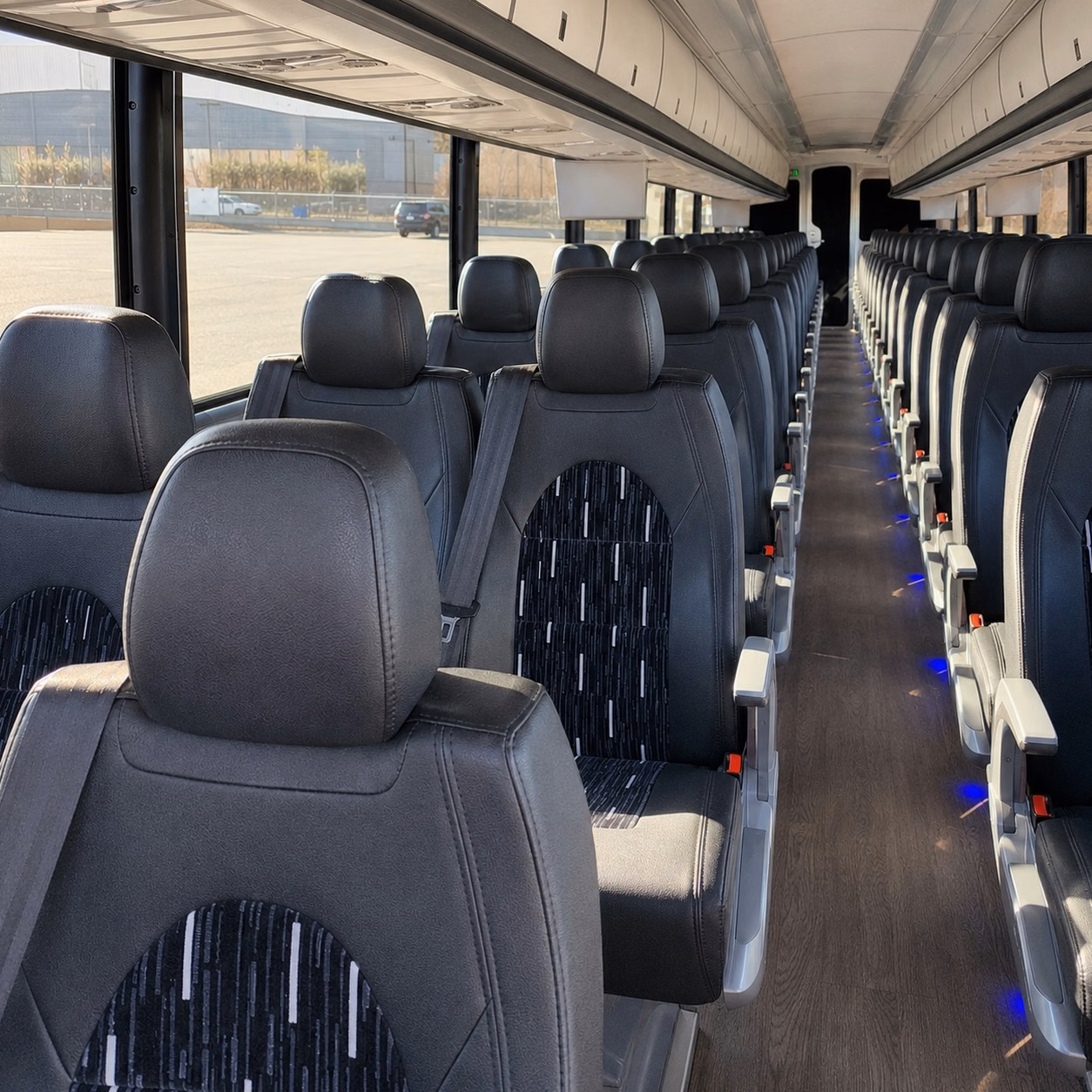 56 passenger charter bus inside